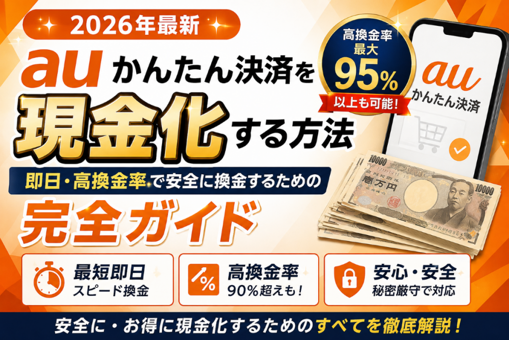 auかんたん決済を現金化する方法【2026年最新】即日・高換金率で安全に換金するための完全ガイド